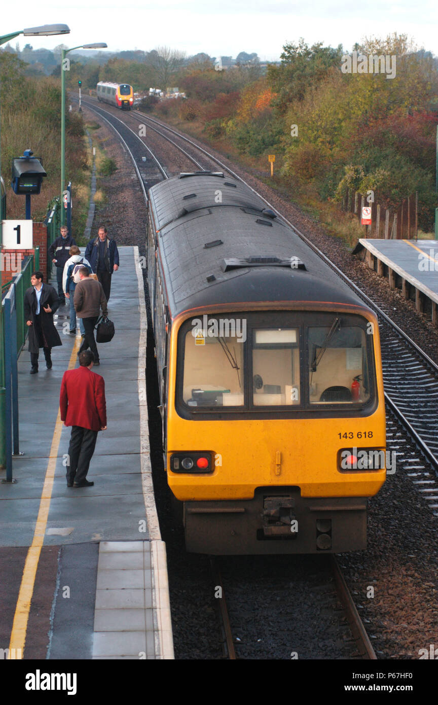 The Great Western Railway. A Bristol Weston local train stops at the