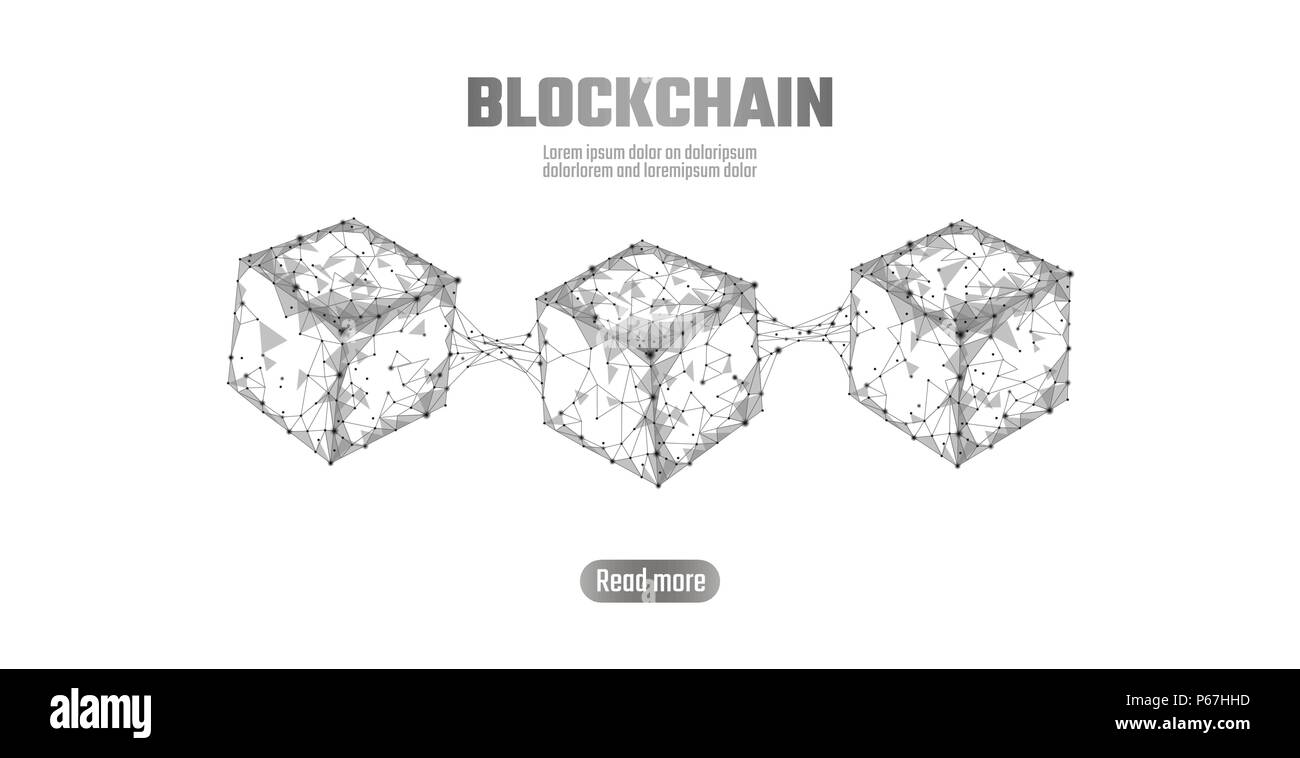 Blockchain cube chain symbol on square code big data flow information. Gray white neutral presentation style. Cryptocurrency finance bitcoin business concept vector illustration background template Stock Vector