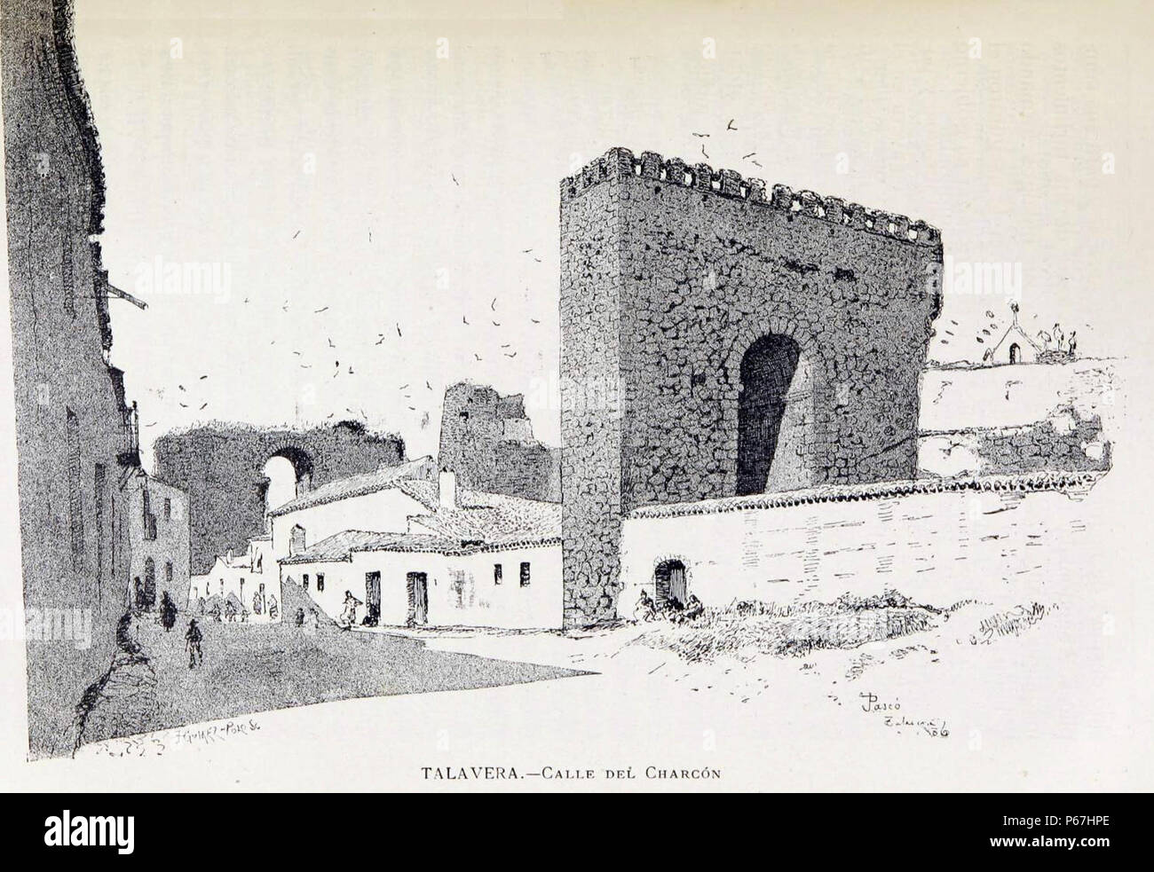 1886, España, sus monumentos y sus artes, su naturaleza e historia, Castilla La Nueva, vol 3, Calle del Charcón, Talavera, Pascó. Stock Photo