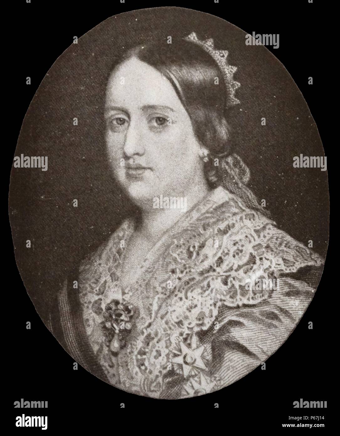 Dona Maria II (4 April 1819 – 15 November 1853) 'the Educator' Queen regnant of Portugal from 1826 to 1828 and again from 1834 to 1853. Stock Photo