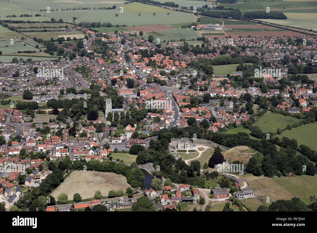 aerial view of Tickhill Castle and town near Doncaster Stock Photo Alamy