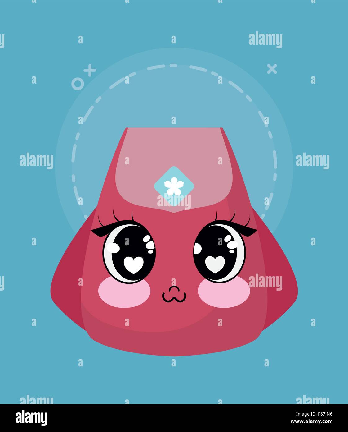 kawaii backpack over blue background, colorful design. vector