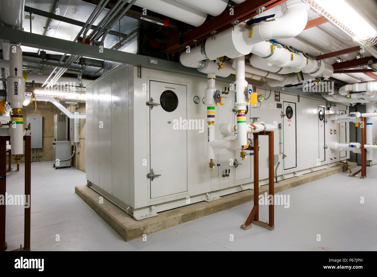 Interior view of mechanical room in commercial building in Salt Lake