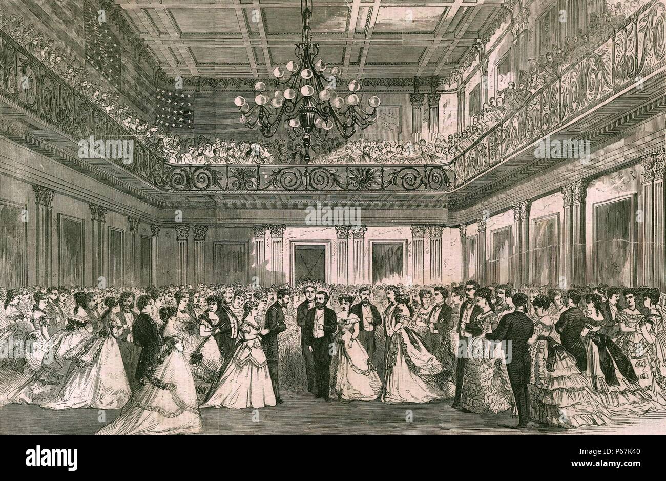 The inauguration ball, Treasury Department, Washington, D.C. - the scene on the arrival of President Grant and his wife Stock Photo