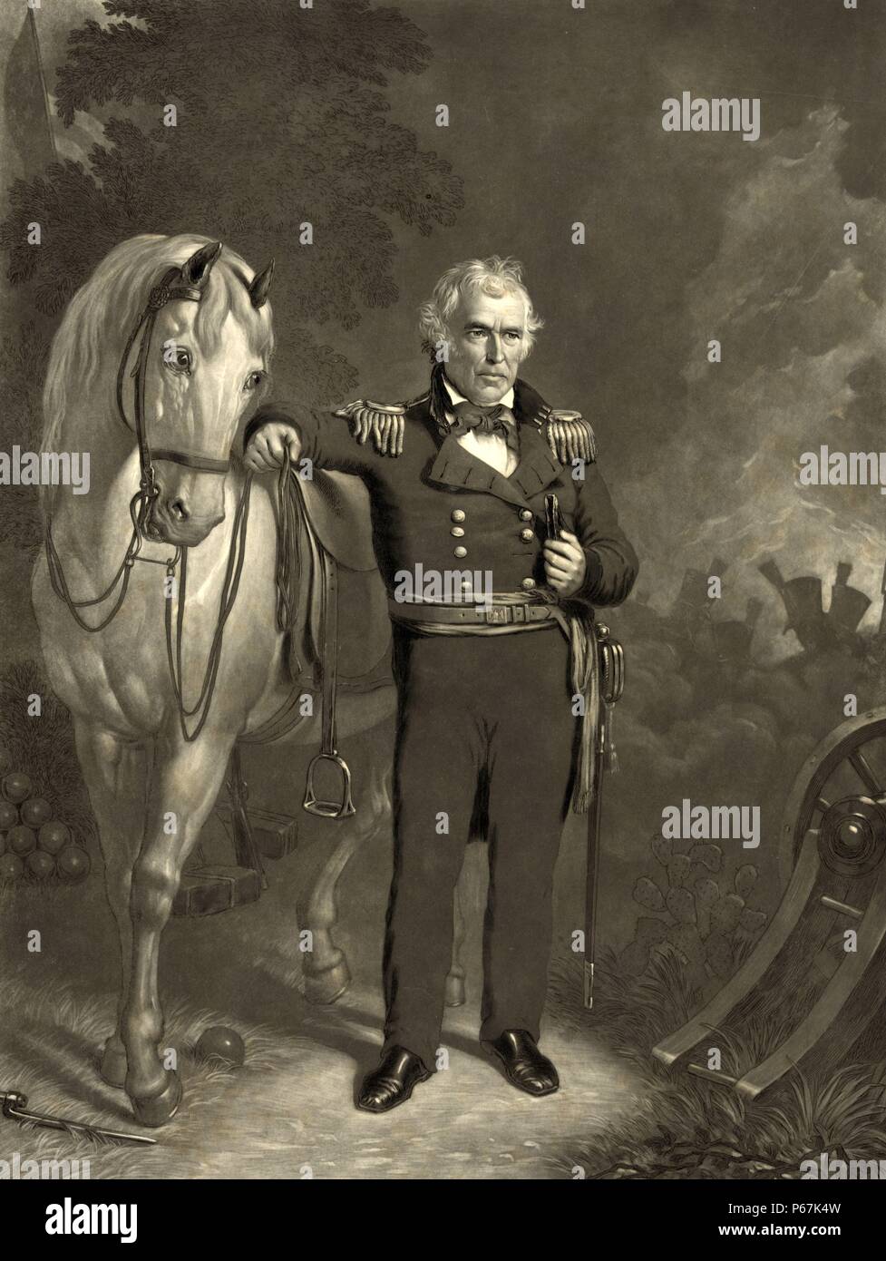 President Zachary Taylor. Taylor was the 12th President of the United States. Before his presidency, Taylor was a career officer in the United States Army, rising to the rank of major general. Stock Photo