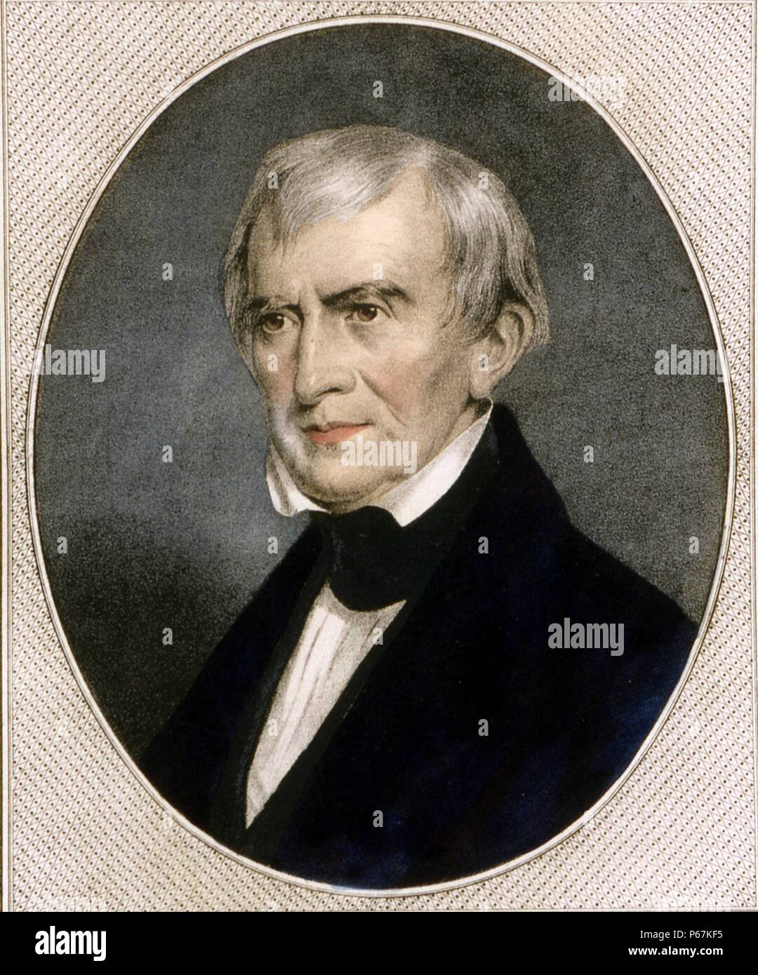 President William Harrison. Harrison was the ninth President of the United States, an American military officer and politician, and the first president to die in office. Stock Photo