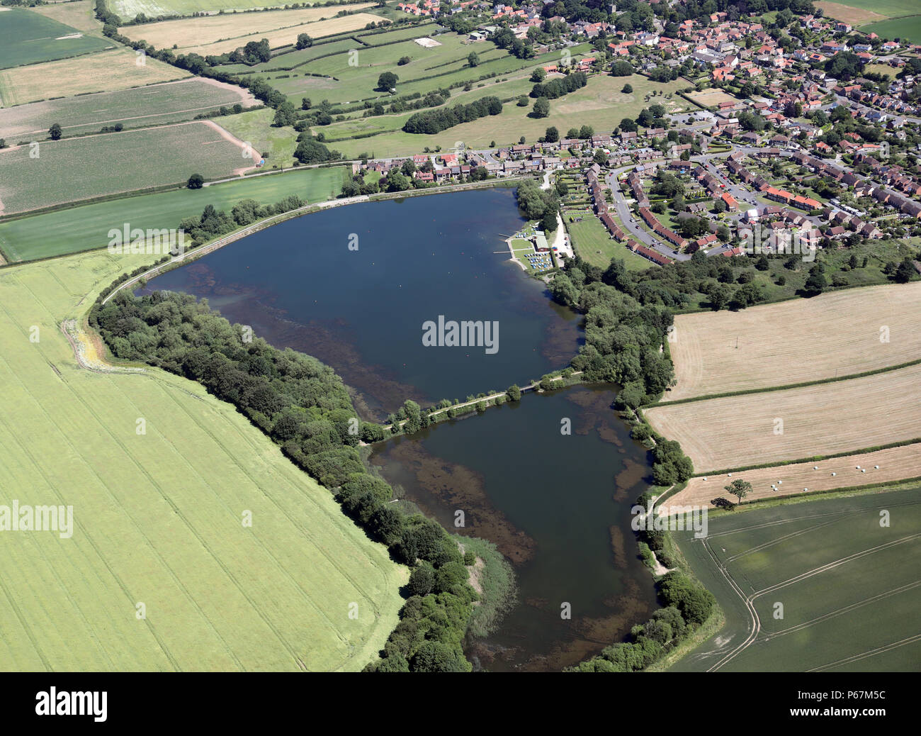 aerial view of Harthill Reservoir with Rotherham Sailing Club near