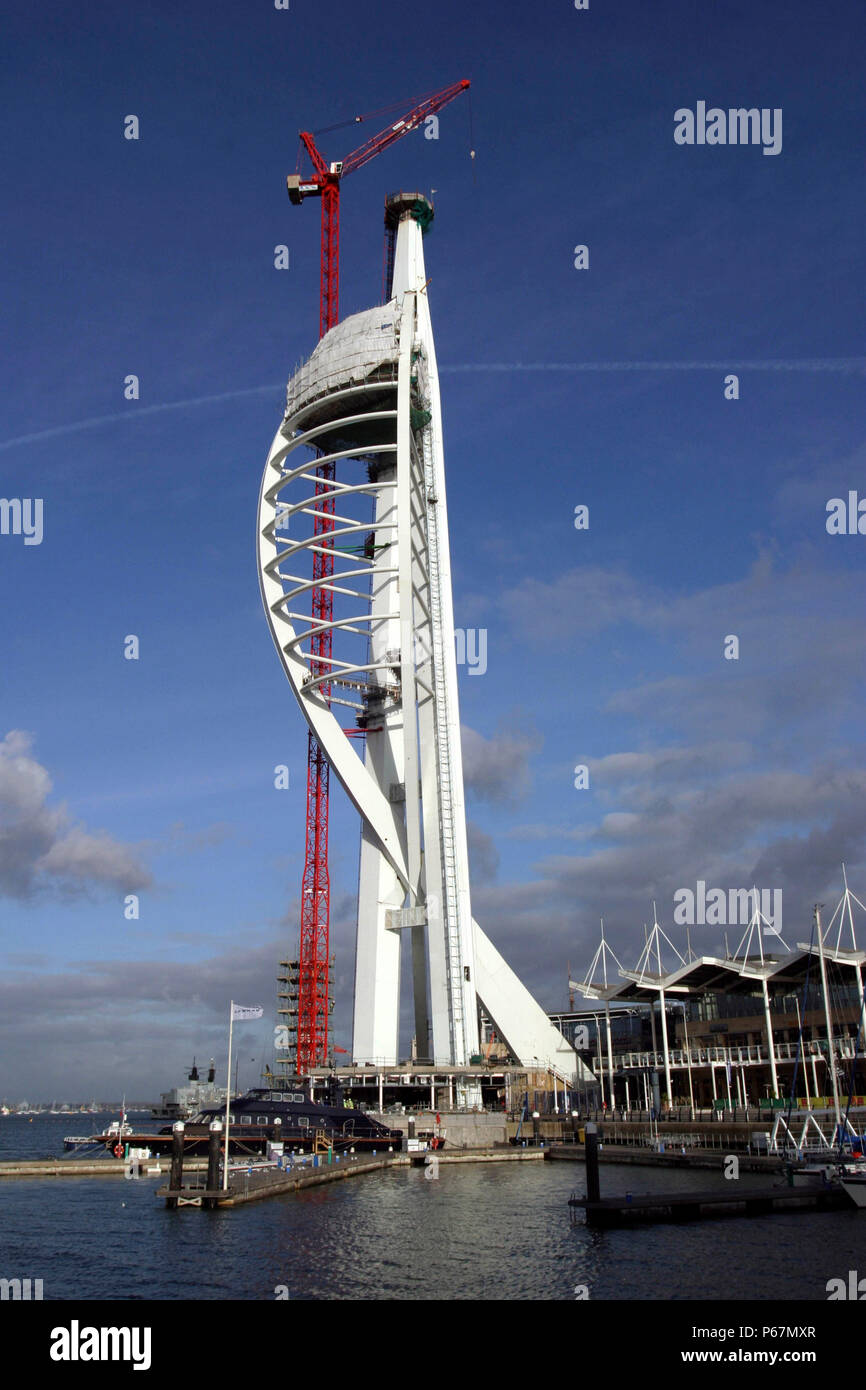 The Spinnaker Tower (tallest public viewing tower in the UK) is a multi-million UK Millennium Commission sponsored project aimed at transforming the w Stock Photo