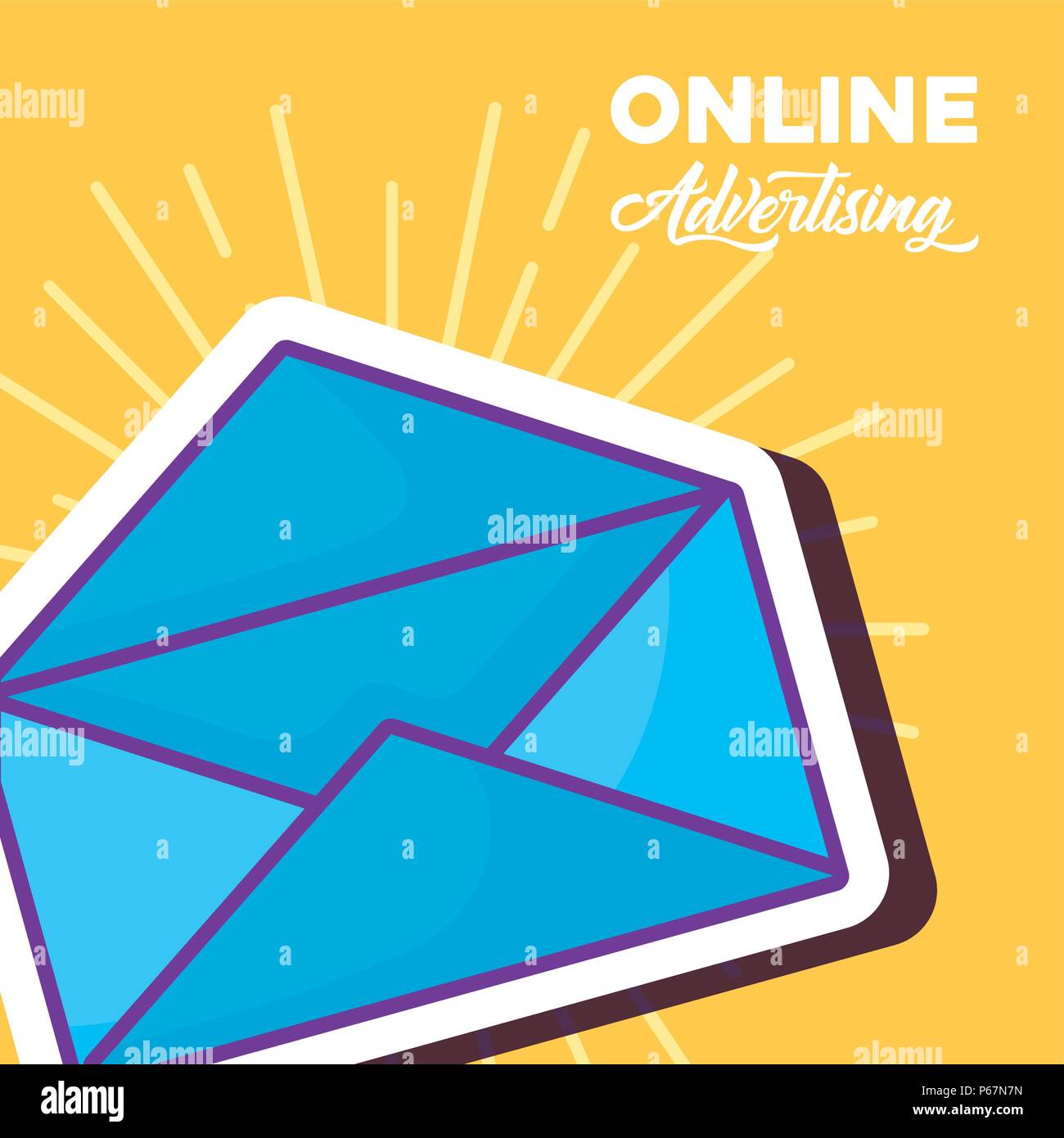 online advertising design with envelope icon over yellow background ...