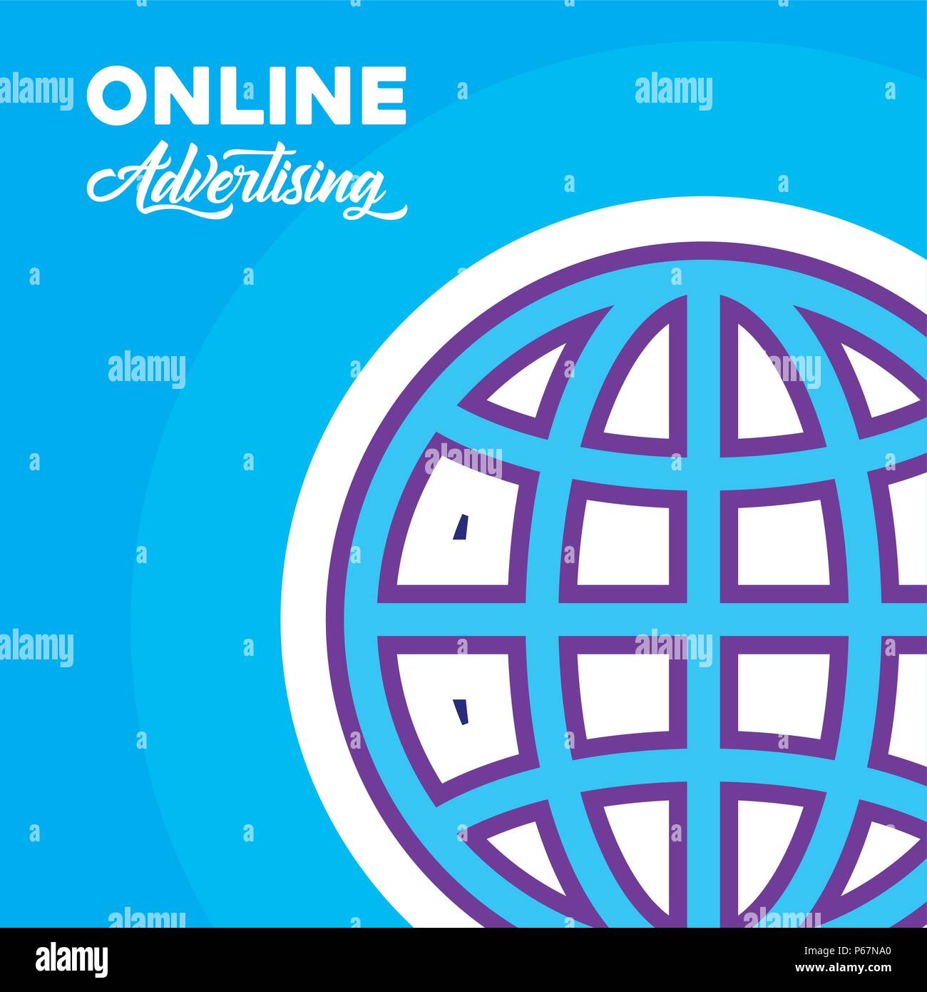 online advertising design with global sphere icon over blue background ...