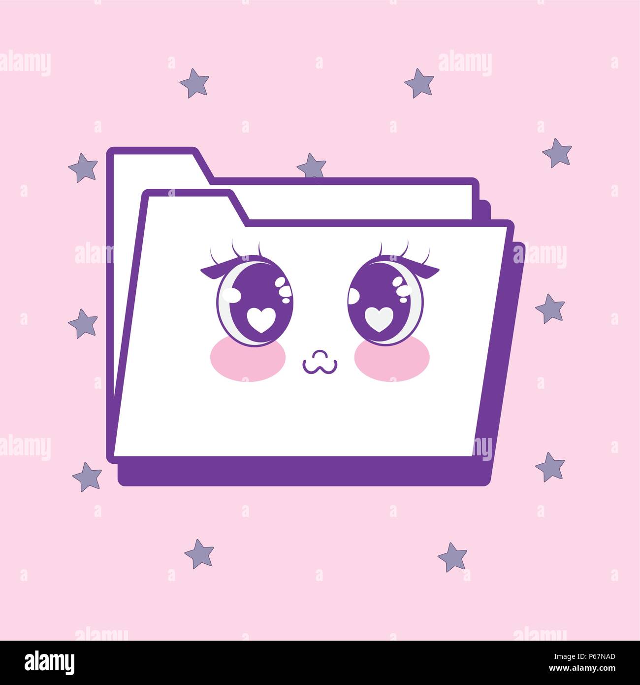 kawaii document folder icon over pink background, colorful design