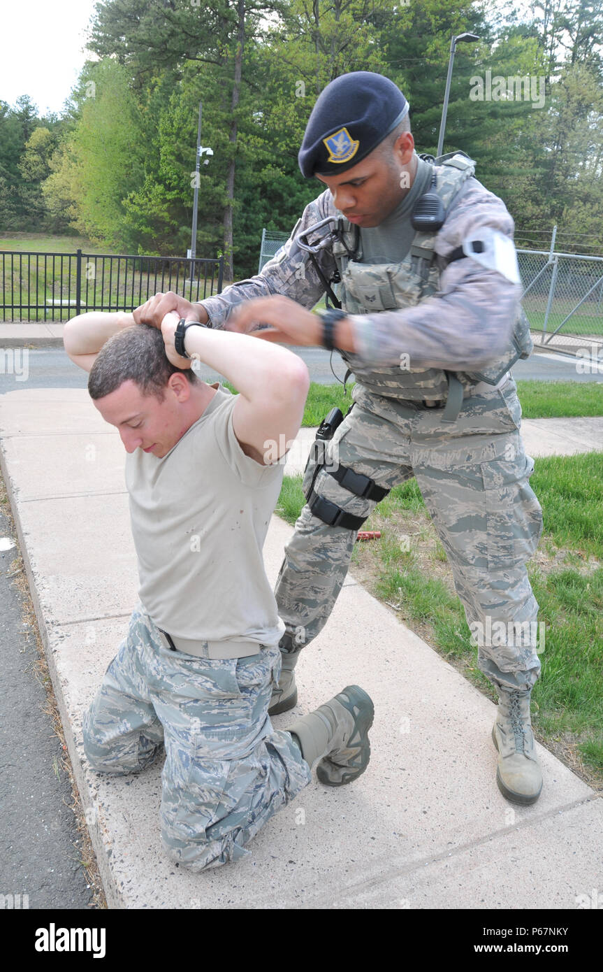 Senior Airman John Areche of the 104th Fighter Wing Security Force's