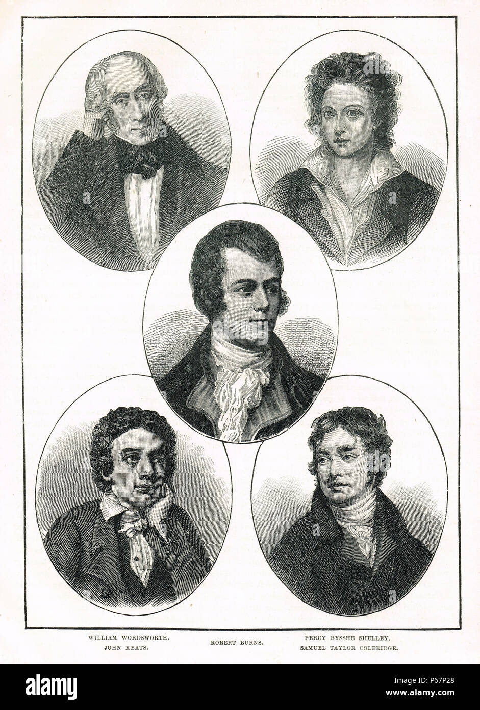 Romantic Poets of the Georgian era Stock Photo