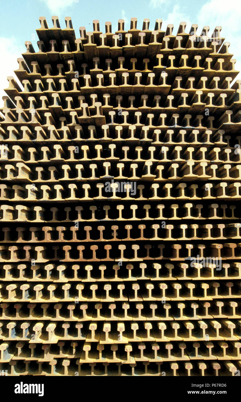 Stacked Rails New rails stacked ready for assembly. C1994 Stock Photo - Alamy