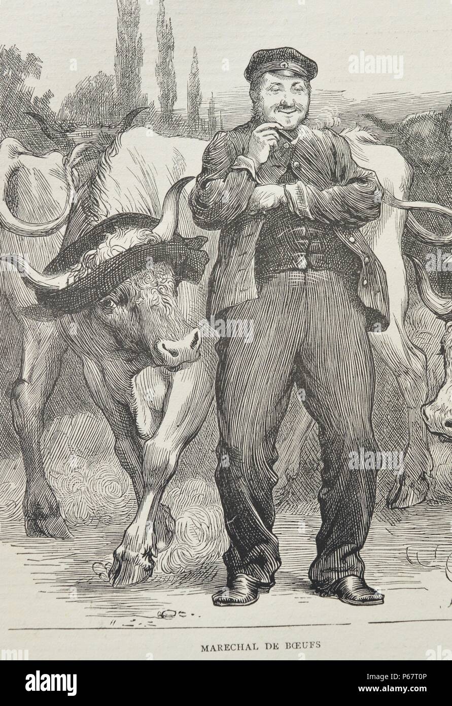 Sketch titled Marechal de Bœufs depicts the French politician Edmond Le Boeuf and an Ox. Dated 1870 Stock Photo