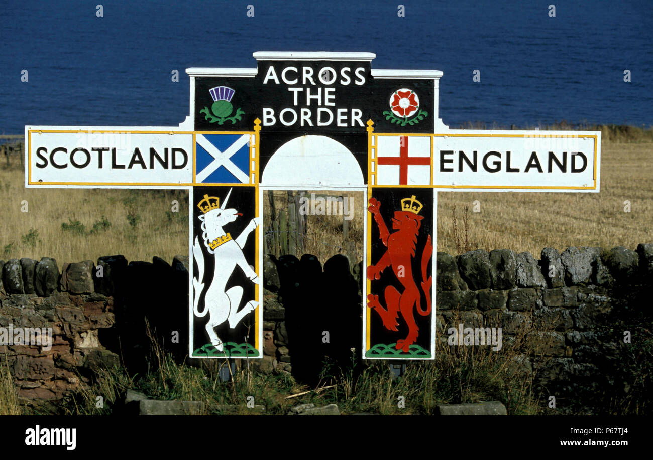 Scotland England Border Sign Stock Photos & Scotland England Border