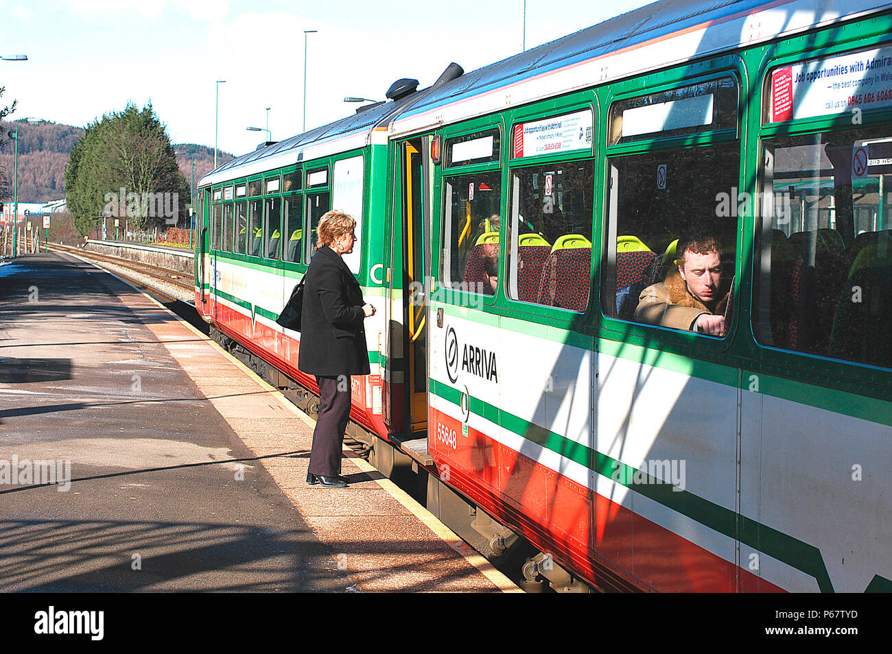 Taffs Well has been redesigned as a Park and Ride station to reduce the volume of traffic entering Cardiff including this local service from Barry Isl Stock Photo