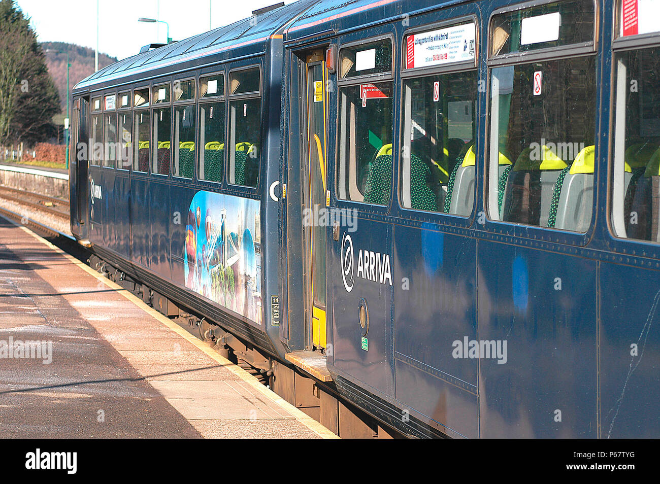 Taffs Well has been redesigned as a Park and Ride station to reduce the volume of traffic entering Cardiff including this local service from Cardiff C Stock Photo