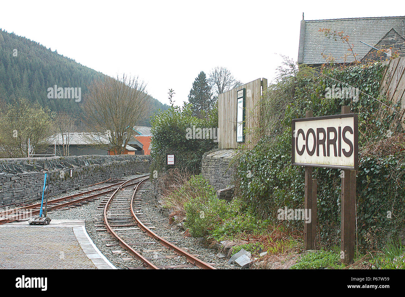 The Corris Railway was built to move slate from quarry to port but closed when the slate industry fell into decline. The line is now being restored by Stock Photo