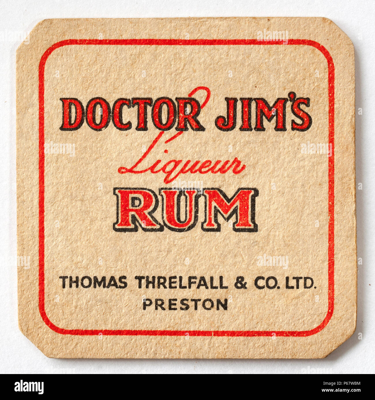 Vintage Pub Beer Mat Advertising Doctor Jims Liquer Rum Stock Photo