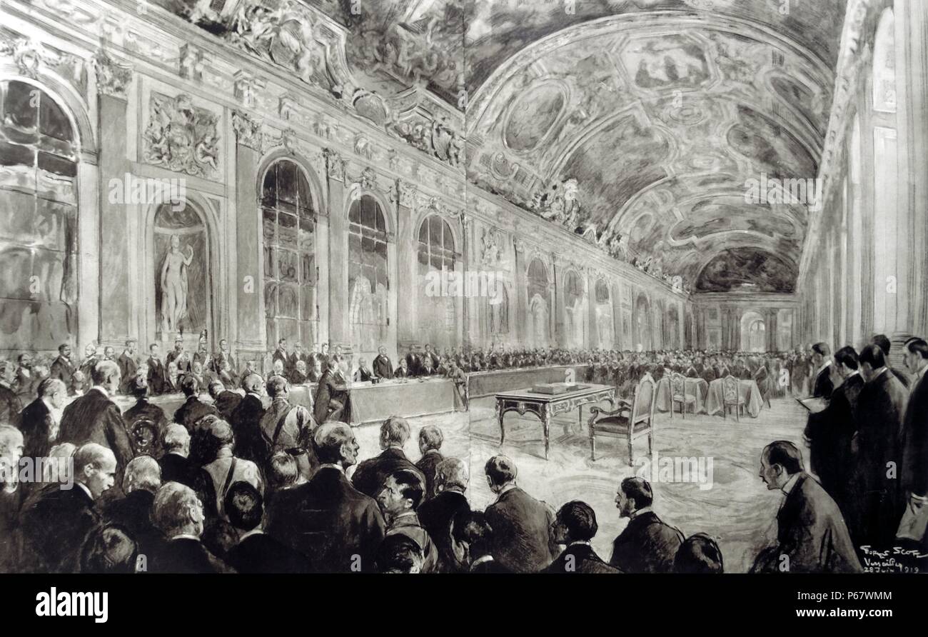 Treaty of Versailles is finalised by delegates to the peace conference June 1919 Stock Photo