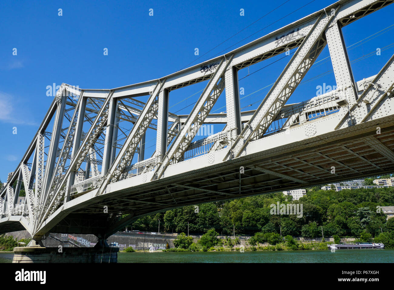 Railway bridge, Confluence district, Lyon, France Stock Photo Alamy