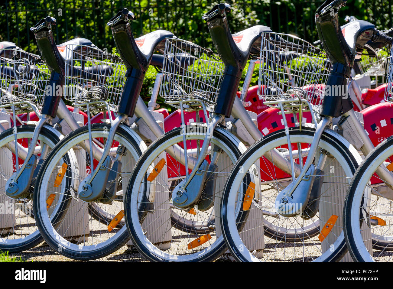 Velov bike share service station Lyon France Stock Photo Alamy