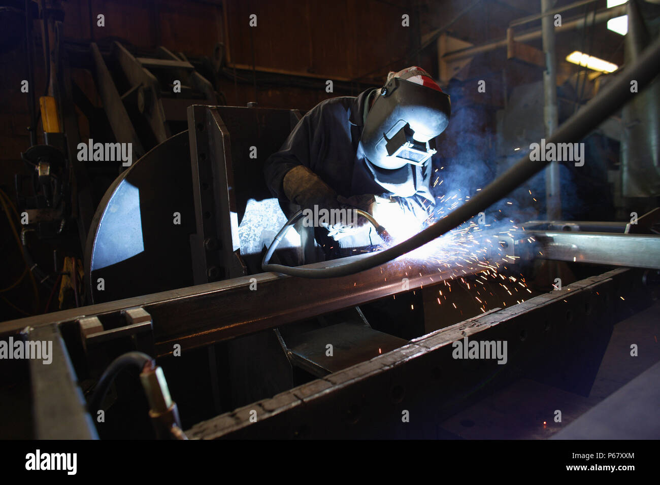 Metal machinist, Heavy equipment factory, Ontario, Canada Stock Photo