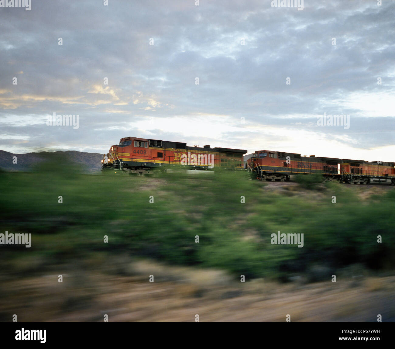 Burlington Northern and Santa Fe Railway (BNSF), transcontinantal railroads, Arizona, USA Stock Photo