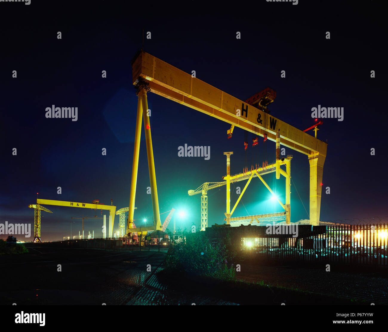 Gantry cranes in the Harland and Wolff shipyard, constructed by the
