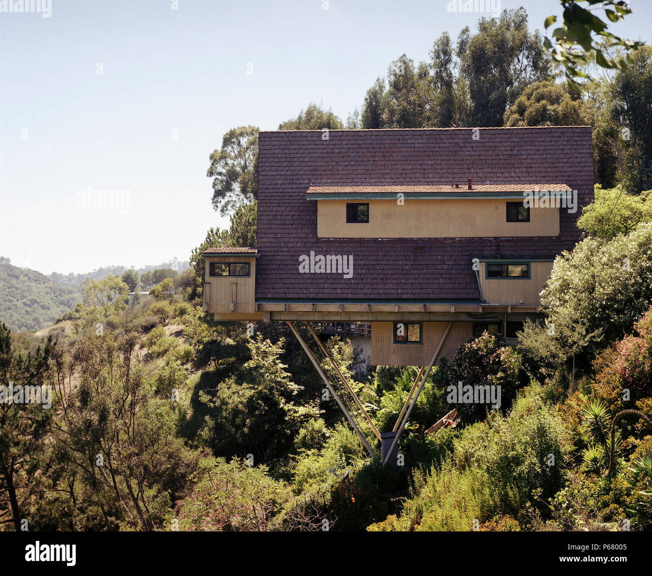 House on poles in the Santa Monica Mountains, near Los Angeles, USA