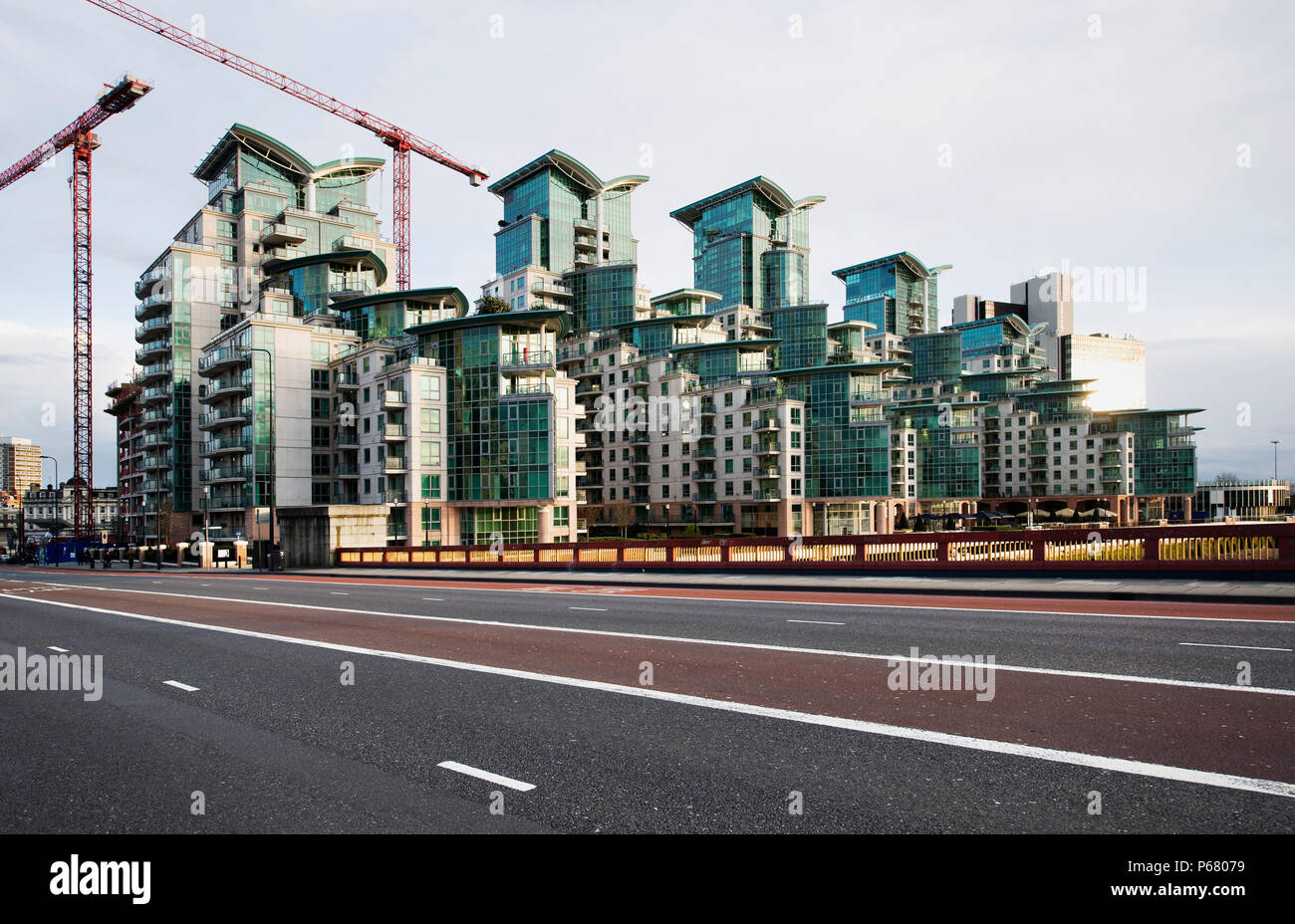 St. George Wharf residential housing, Vauxhall Bridge, London. in construction, designed by Broadway Malyan Architects Stock Photo