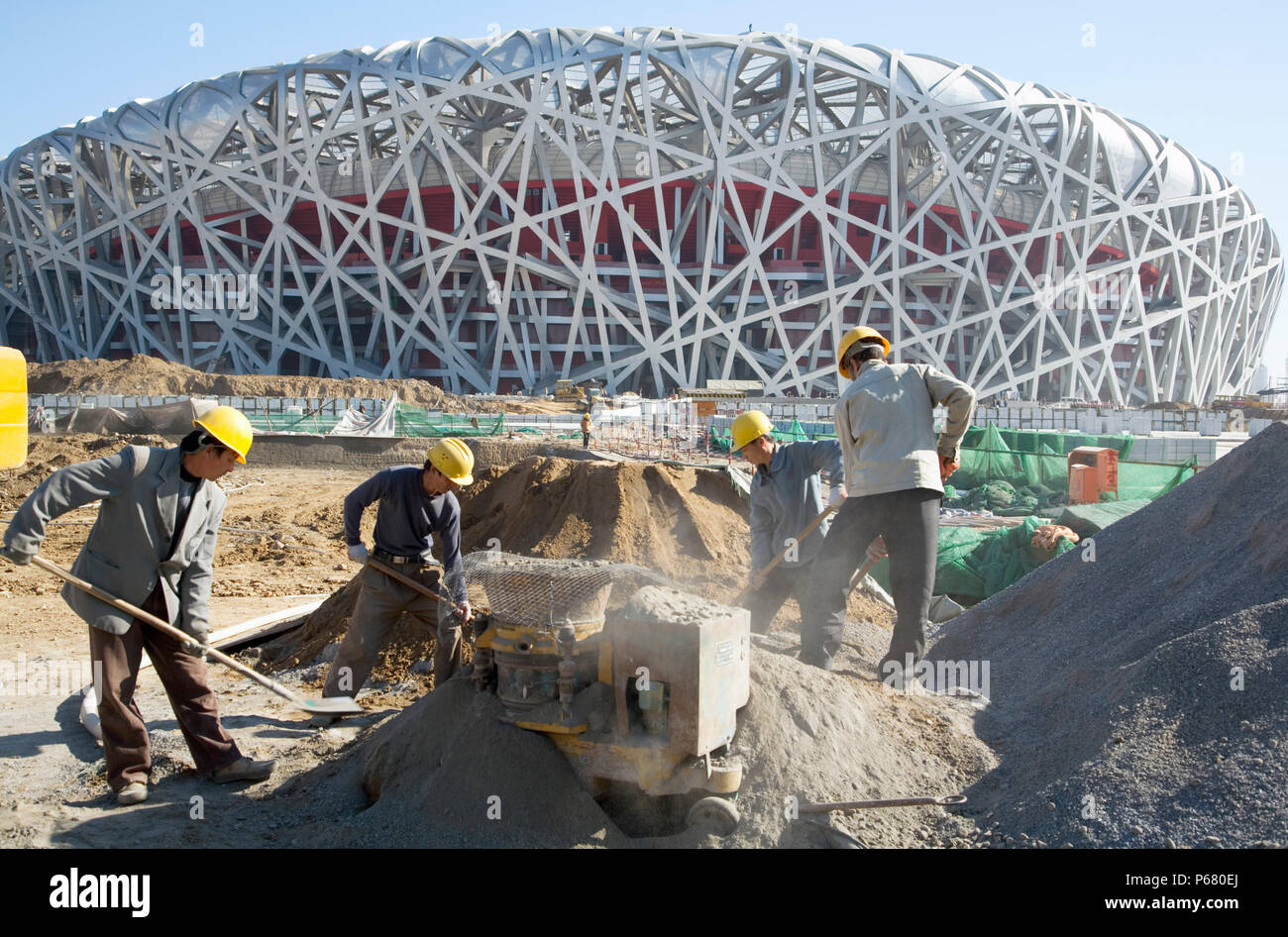 Beijing National Stadium, also known as the Bird's Nest, Beijing, China Stock Photo