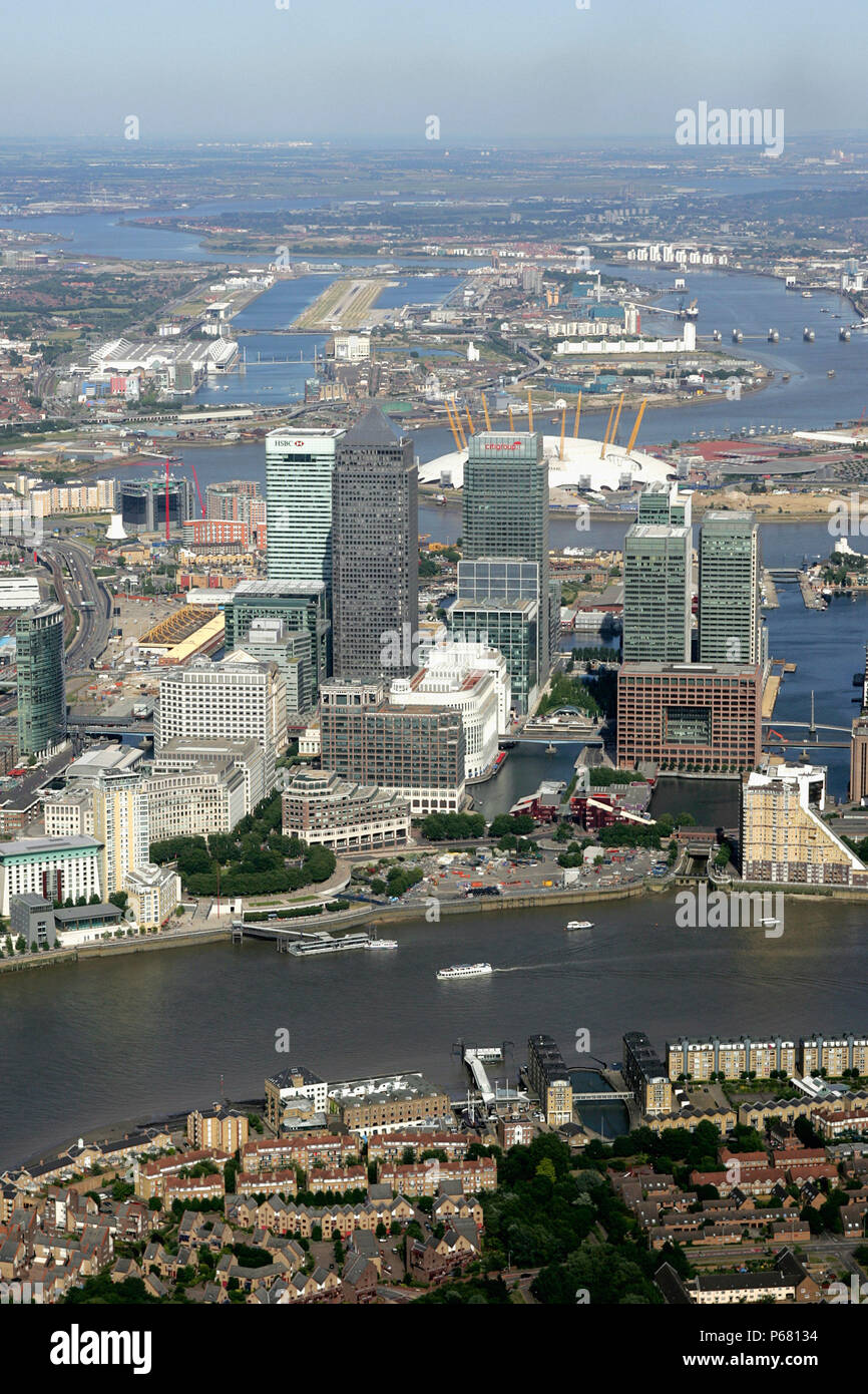 Canary Wharf from the air Stock Photo