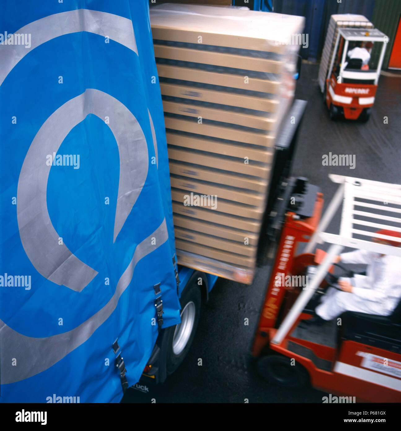 Loading plasterboard products, Midlands, UK Stock Photo - Alamy
