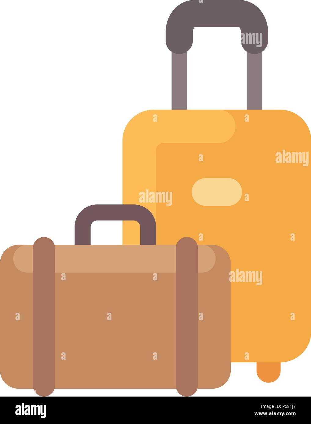 Two bags flat icon. Travel luggage flat illustration Stock Vector