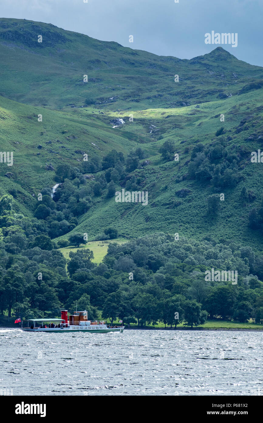 M Y Lady of the Lake Steamer on Ullswater, Cumbria Stock Photo