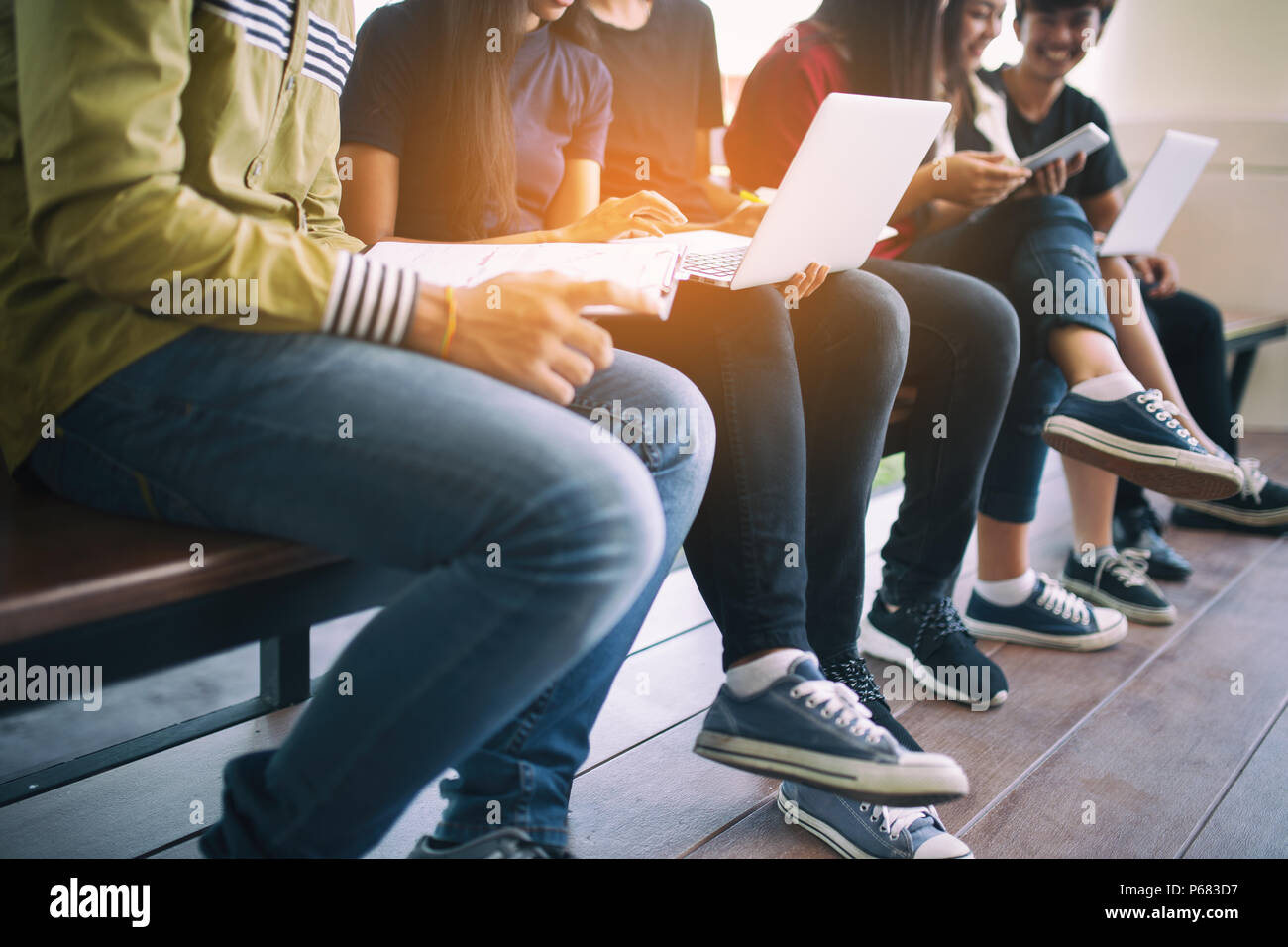 Collage Computer Tab Back to school education knowledge college university concept, Students ...