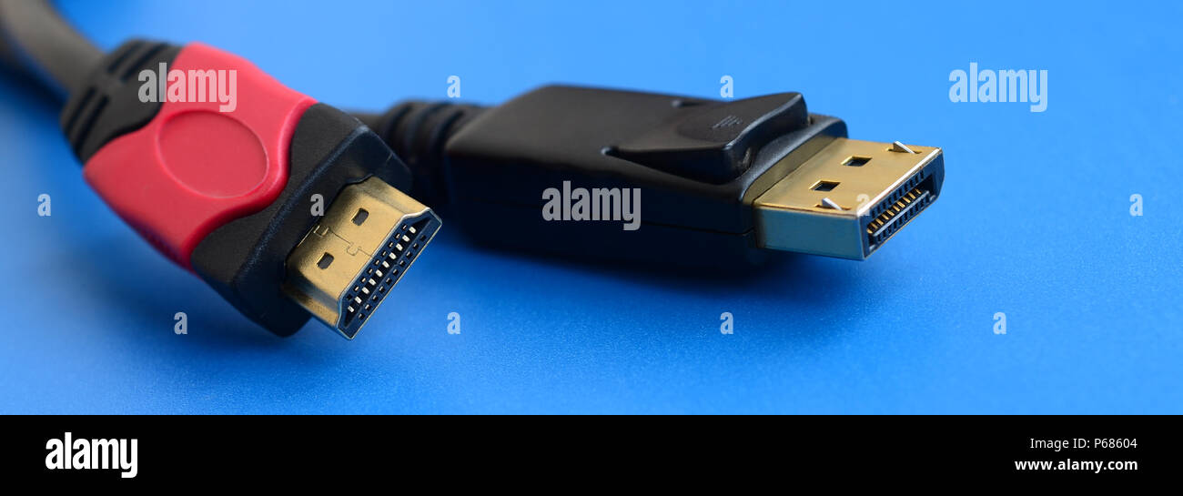 Audio video HDMI computer cable plug and 20-pin male DisplayPort gold ...