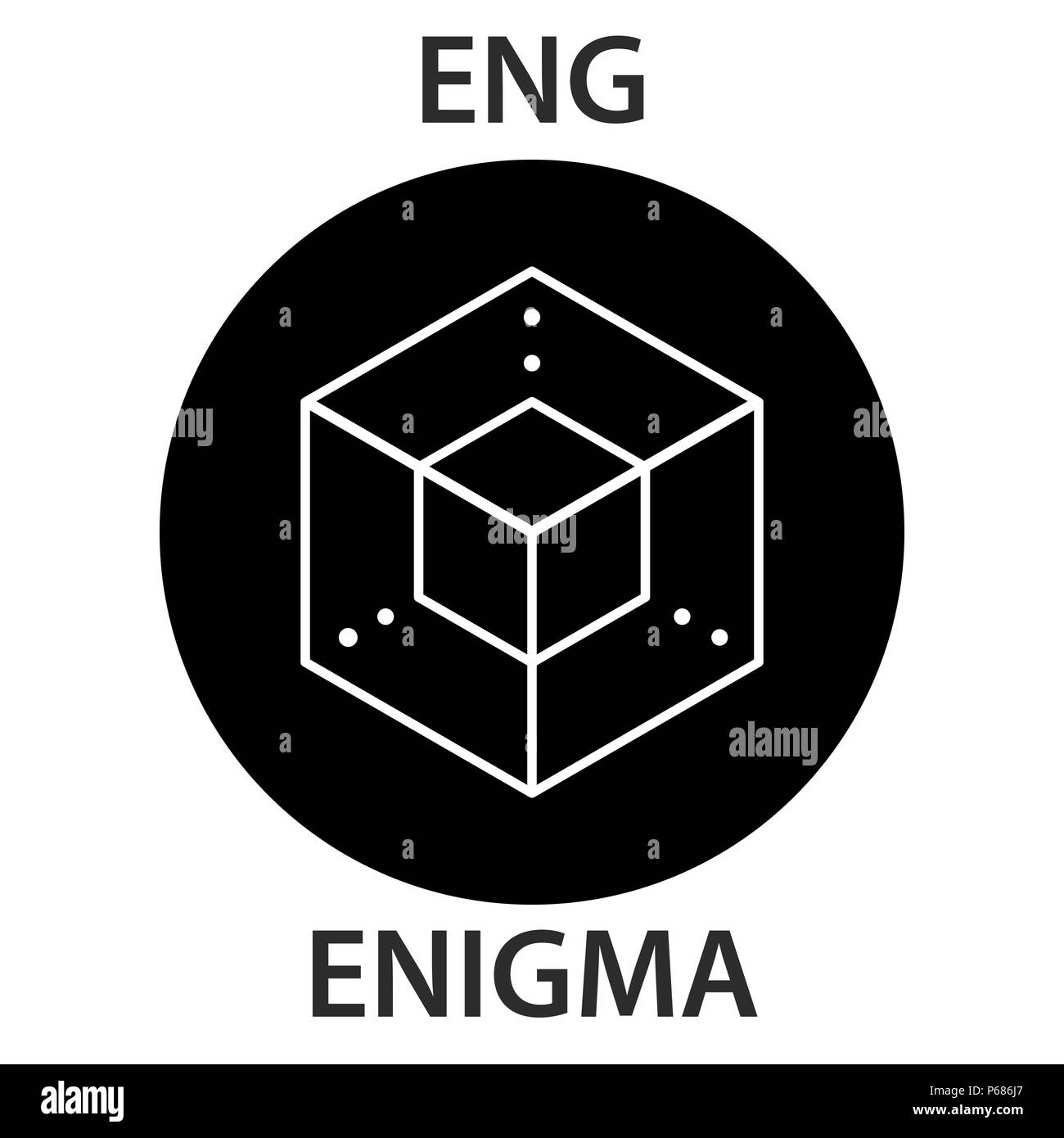 Enigma Coin cryptocurrency blockchain icon. Virtual electronic, internet money or cryptocoin symbol, logo Stock Vector