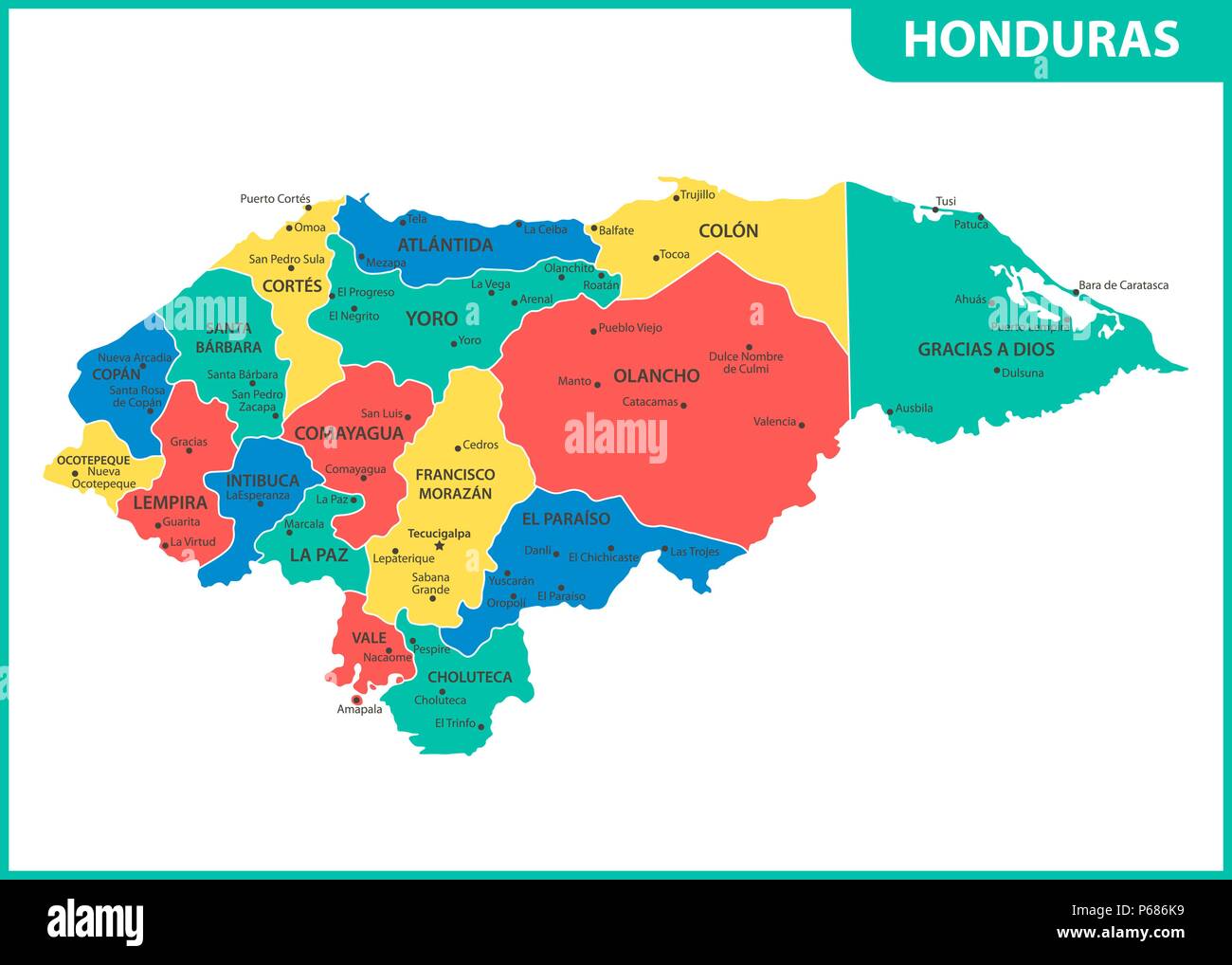 Honduras Map With Capital