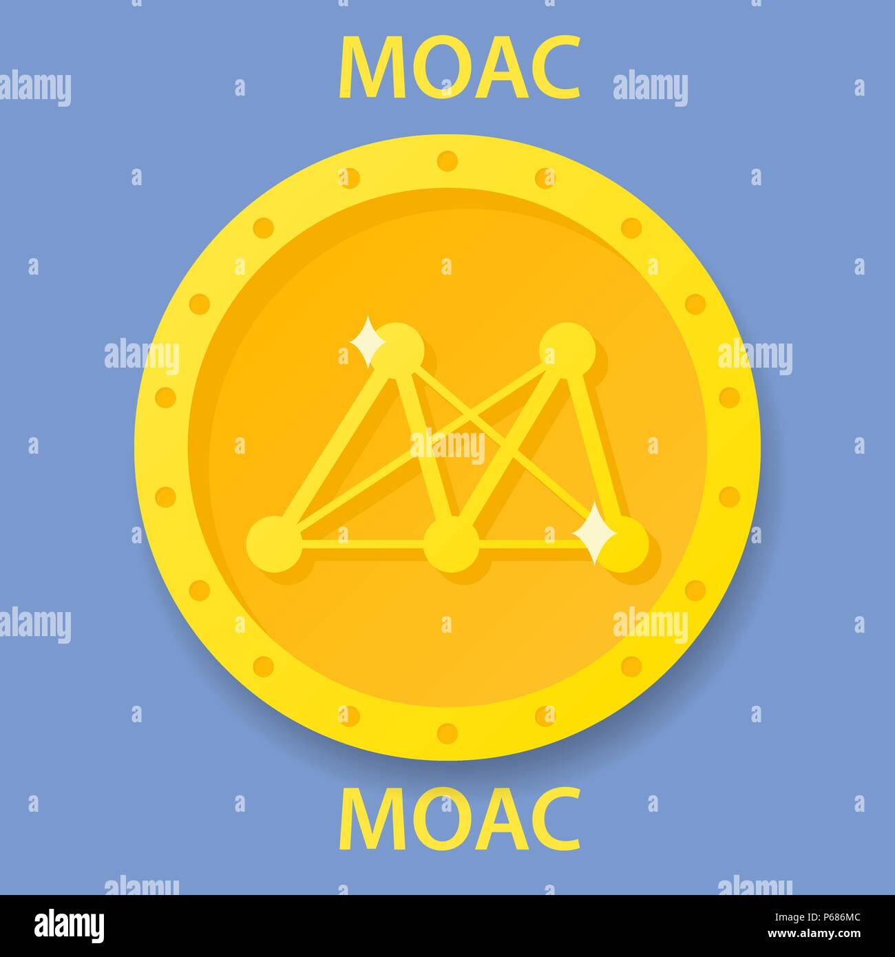 MOAC Coin cryptocurrency blockchain icon. Virtual electronic, internet ...