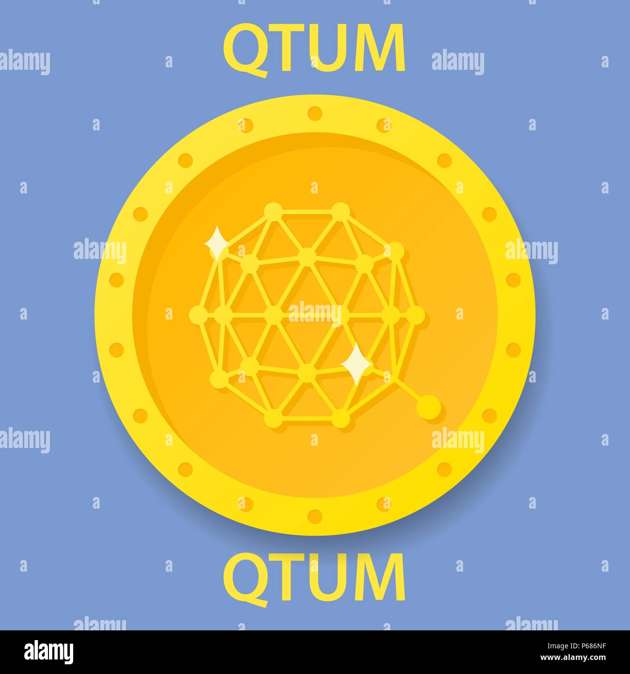 QTUM cryptocurrency blockchain icon. Virtual electronic, money
