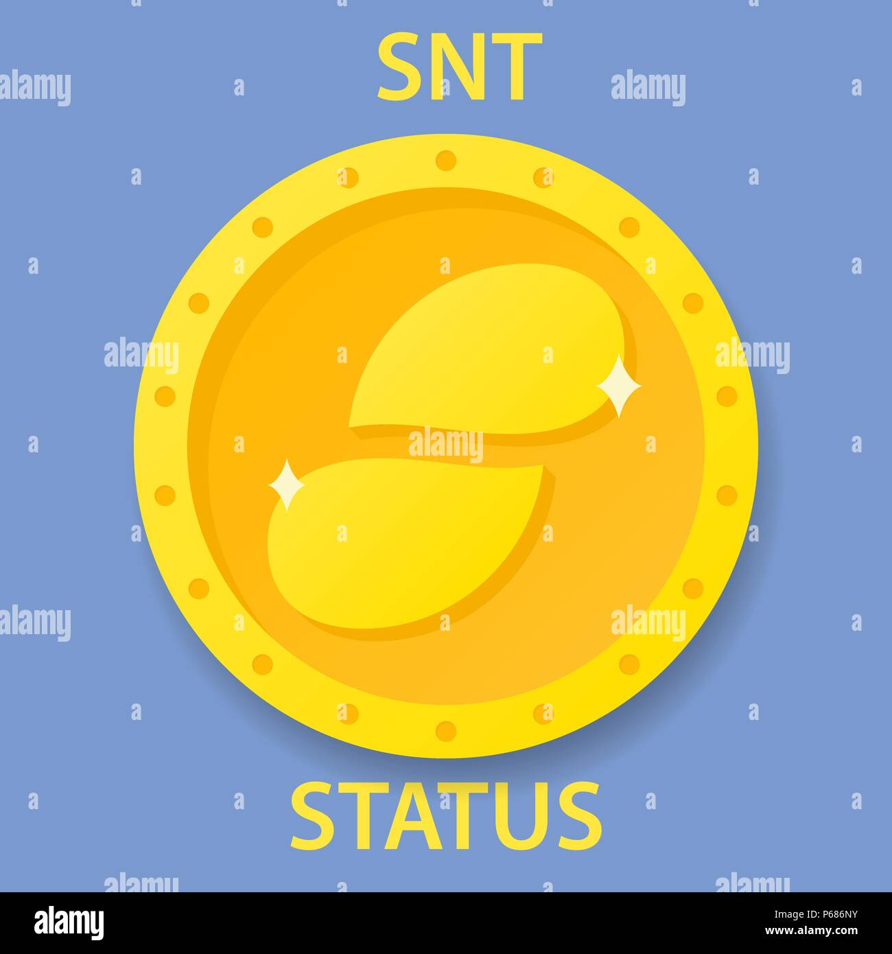 Status Coin cryptocurrency blockchain icon. Virtual electronic, internet money or cryptocoin symbol, logo Stock Vector
