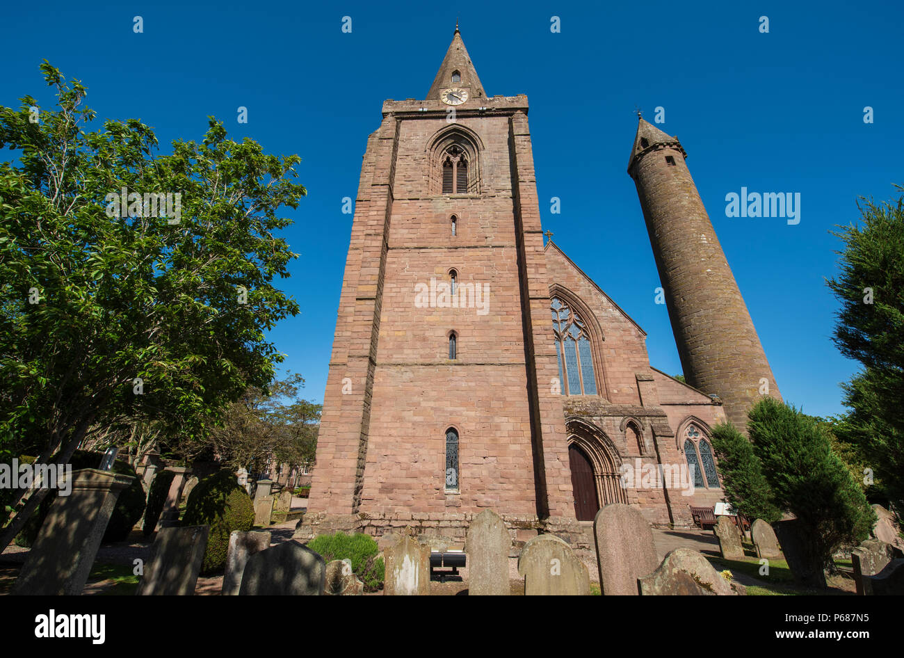 Brechin Cathedral and Round Tower, Angus, Scotland. Stock Photo