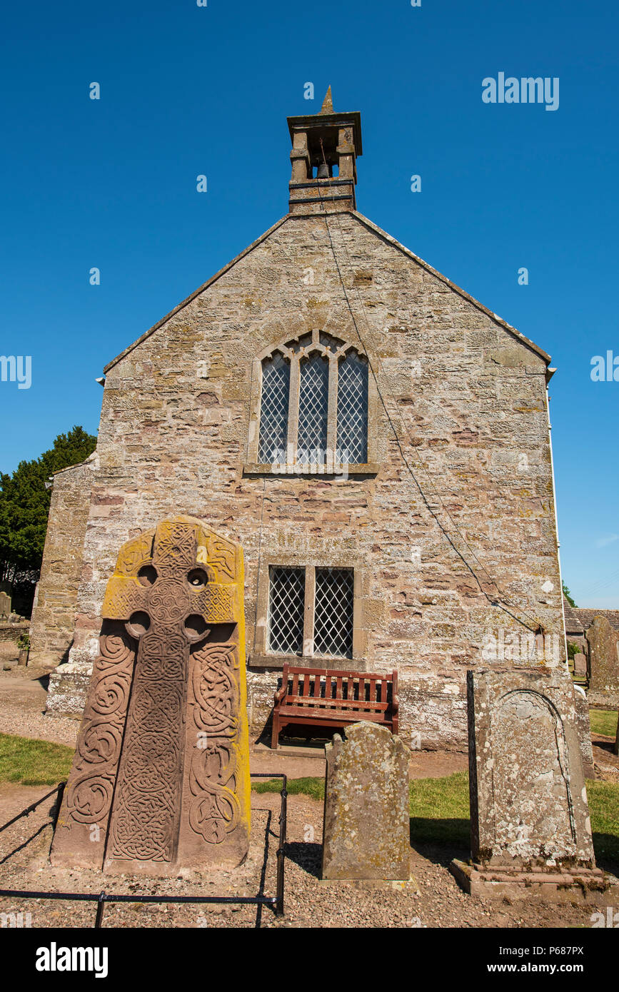 The 8th century Pictish Cross Slab at Aberlemno Church, Angus, Scotland. Stock Photo