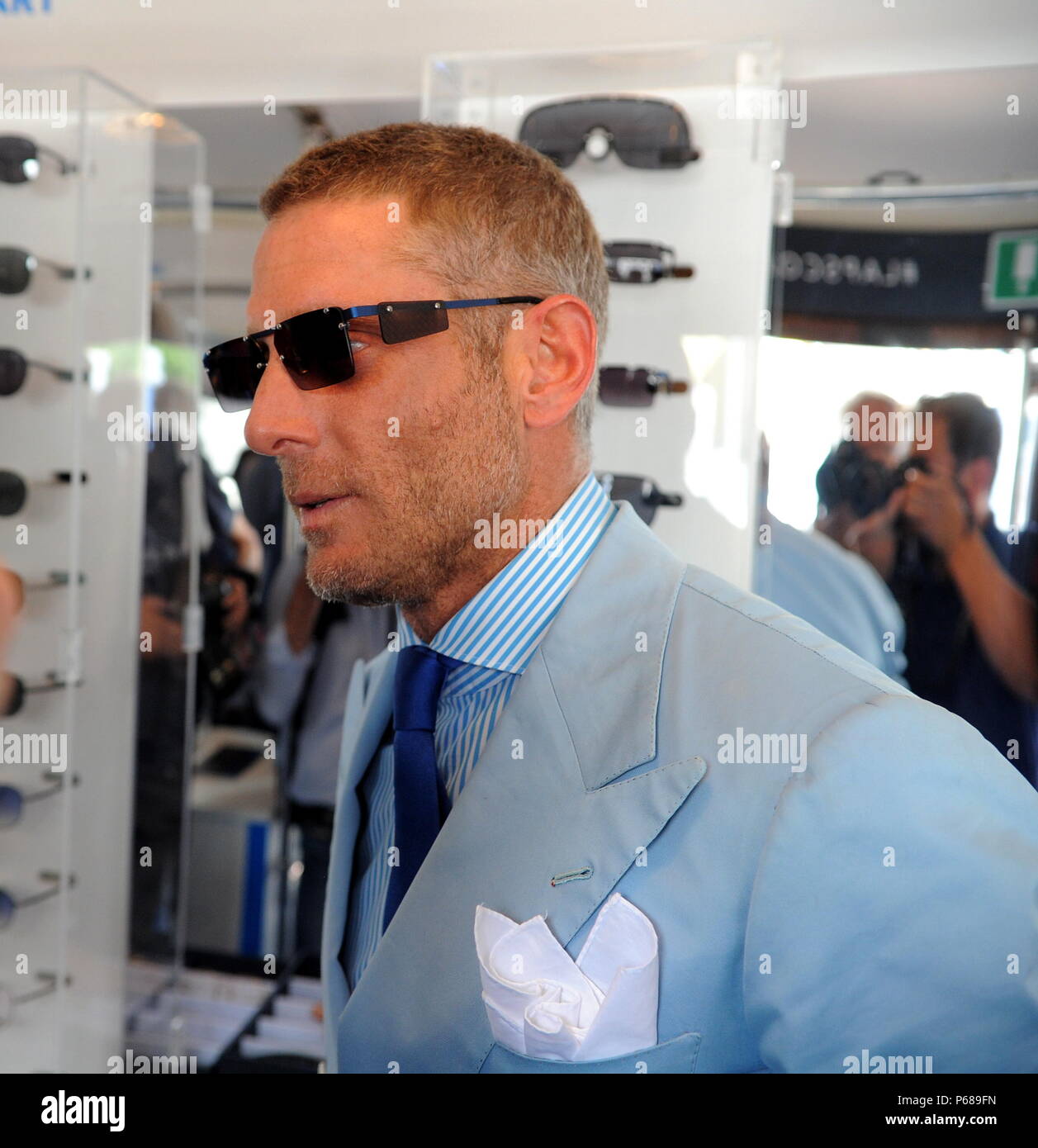 Milan, Lapo Elkann presents his new line of LAPS eyeglasses on the tram Lapo  Elkann arrives in Piazza Fontana to present his new eyewear line to the  press. For this reason he