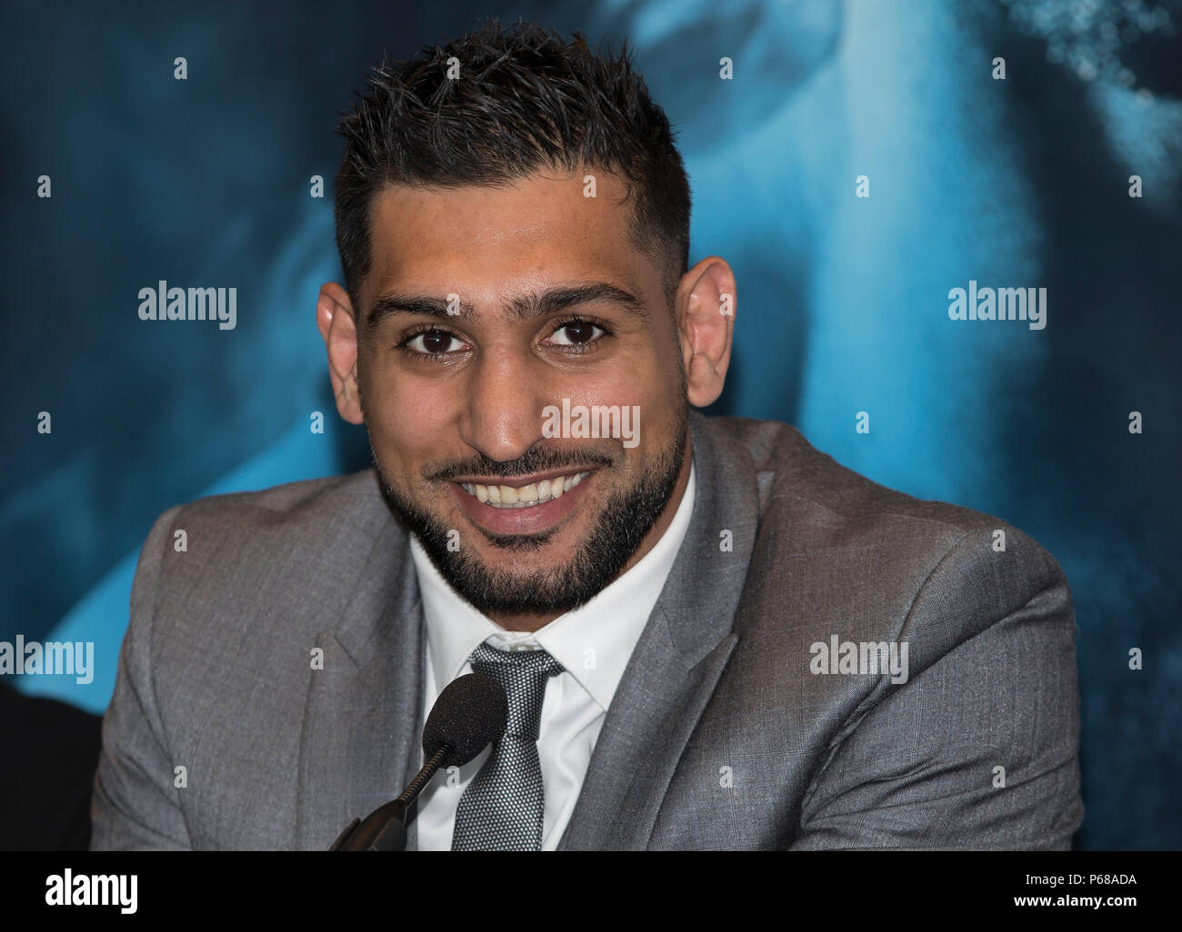 Amir Khan Press Conference - Amir Khan Boxer - Amir Khan v Samuel Vargas press conference in association with Eddie Hearn and Matchroom Boxing. Stock Photo