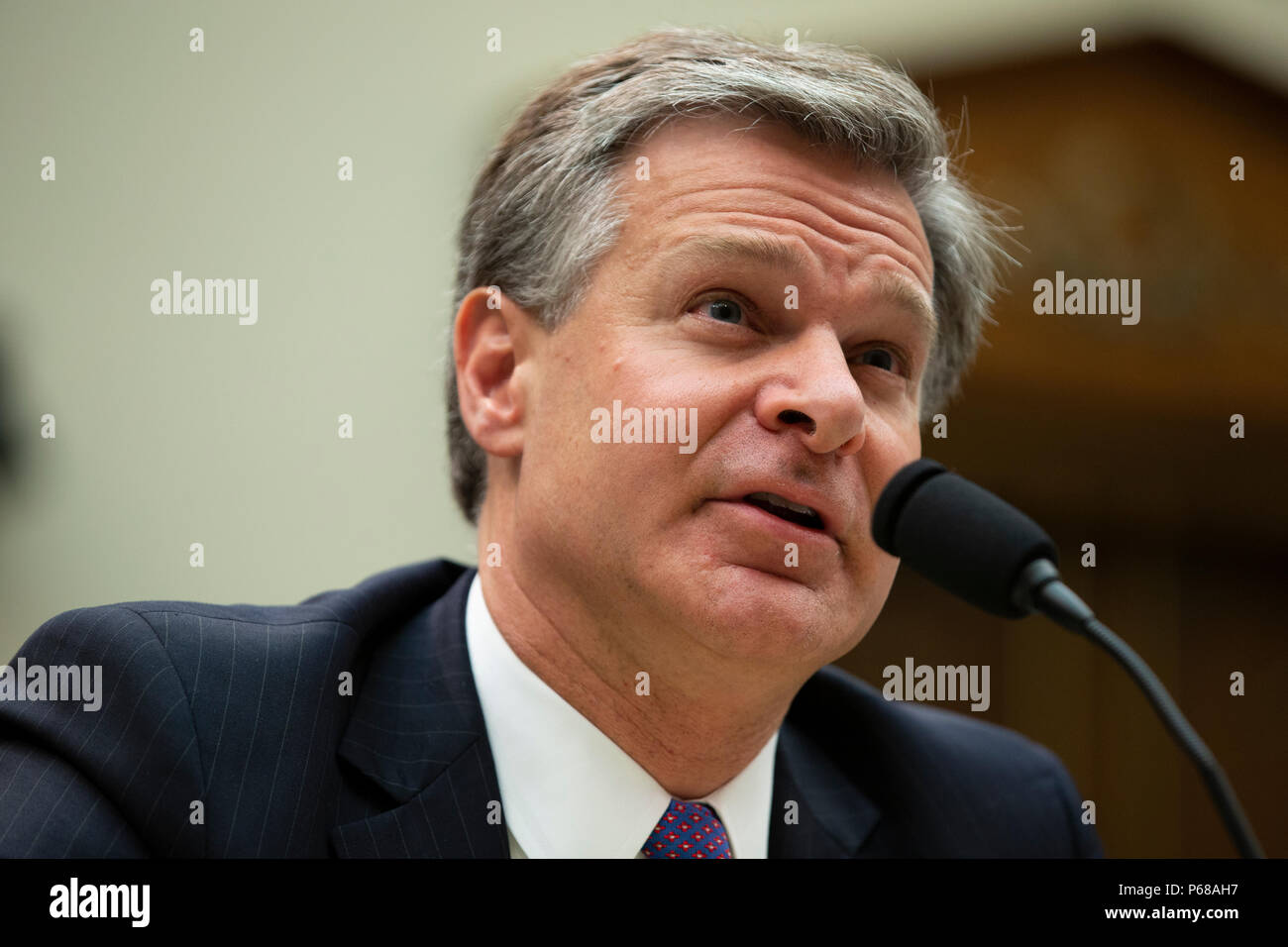 FBI Director Cristopher Wray testifies during a United States House of Representatives Judiciary