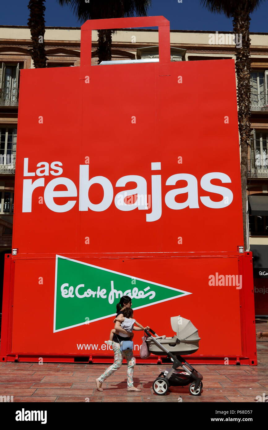 June 28, 2018 - June 28 (Malaga) El Corte Ingles presents its summer sales  campaign in Malaga.The company has chosen the city of Malaga to present  this campaign of summer sales in